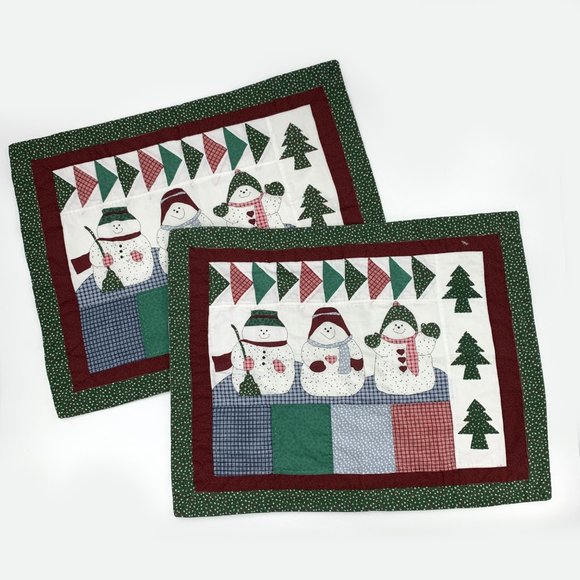 2 Vintage Style Christmas Holiday Snowman Pillow Cases Winter Gift Sleep Pillow - Picture 1 of 9